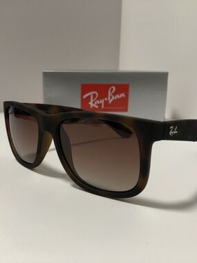 NWOT RB4165 JUSTIN Polarized Sunglasses 55-16 Tortoise Frame Brown Gradient